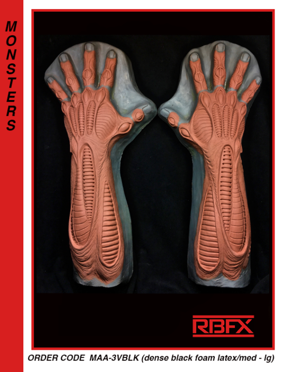 MAA-3VBLK - cyborg/ alien/ giger/ biomechanical/ specialty costume hands
