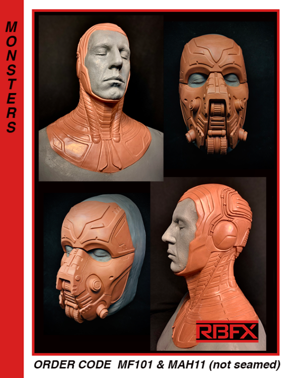 MF101 & MAH11 (not seamed) - robot face & cowl/ respirator/ specialty costumes