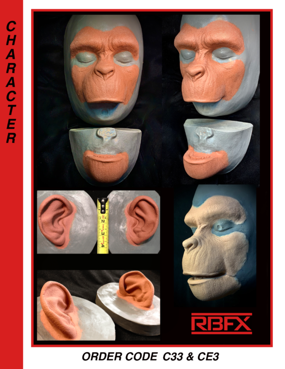 C33 & CE3 - chimp/ monkey face & ears